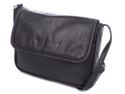 Mała czarna skórzana torebka damska z klapką Jennifer Jones - obrazek 3