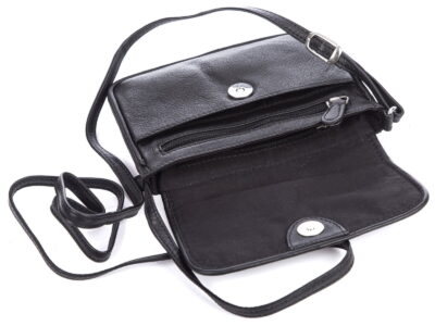 Mała czarna skórzana torebka damska z klapką Jennifer Jones - obrazek 6