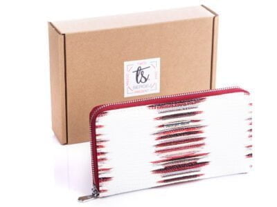 Biało czerwony duży portfel kopertowy w pudełku Jennifer Jones 5295