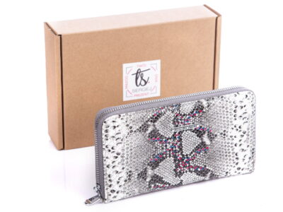 Srebrno różowy portfel kopertowy Jennifer Jones 5295 z pudełkiem