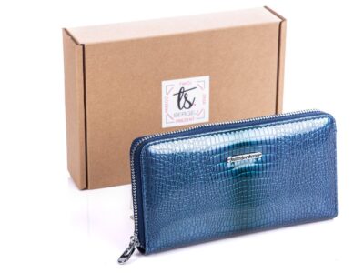 Niebieski portfel zapinany dookoła na suwak Jennifer Jones 5295