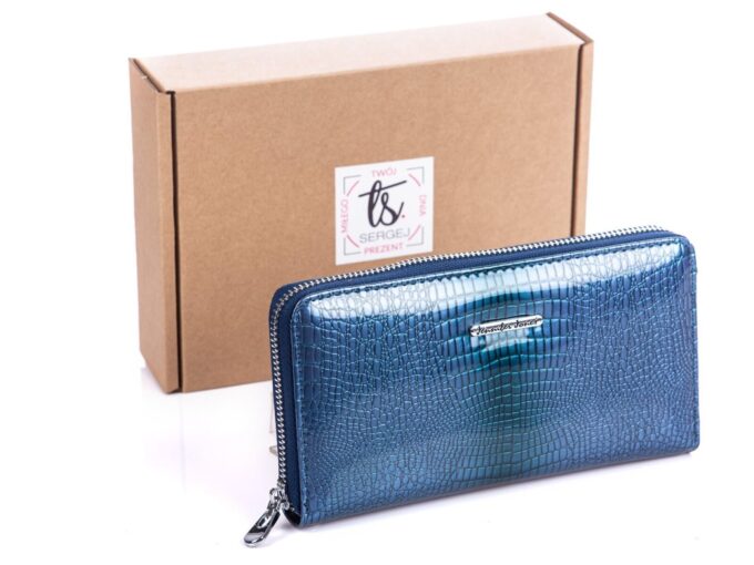 Niebieski portfel zapinany dookoła na suwak Jennifer Jones 5295