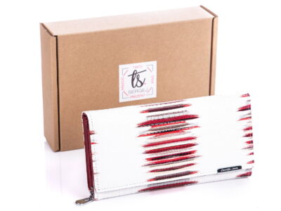 Biało czerwony portfel damski Jennifer Jones 5288 z pudełkiem