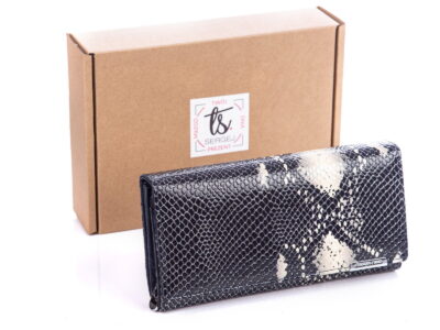 Portfel Damski Jennifer Jones z pudełkiem 5288 wąż grantowo-beżowy