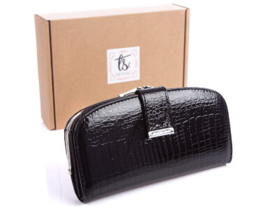 Czarny zaokrąglony portfel damski Jennifer Jones 5277