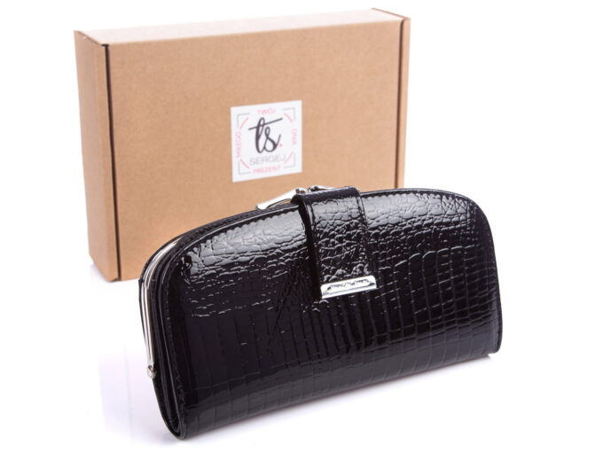 Czarny zaokrąglony portfel damski Jennifer Jones 5277