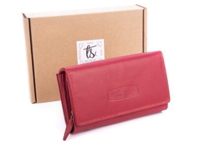 Duży czerwony portfel damski Money Maker 12137B z RFID i pudełkiem