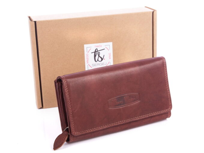 Ciemnobrązowy duży portfel ze skóry naturalnej Money Maker 12137B