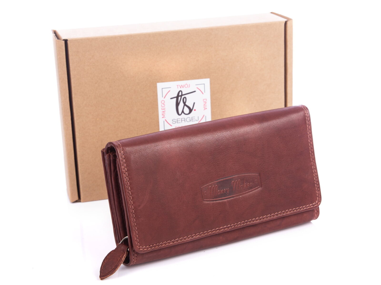 Ciemnobrązowy duży portfel ze skóry naturalnej Money Maker 12137B