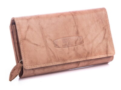 Portfel damski skórzany jasnobrązowy z zabezpieczeniem rfid Money Maker - obrazek 2