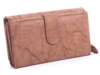 Portfel damski skórzany jasnobrązowy z zabezpieczeniem rfid Money Maker - obrazek 3