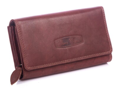 Portfel damski skórzany ciemnobrązowy z zabezpieczeniem rfid Money Maker - obrazek 2