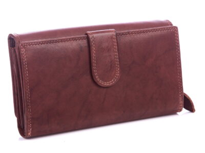 Portfel damski skórzany ciemnobrązowy z zabezpieczeniem rfid Money Maker - obrazek 3