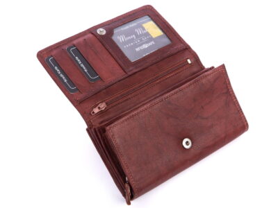 Portfel damski skórzany ciemnobrązowy z zabezpieczeniem rfid Money Maker - obrazek 5