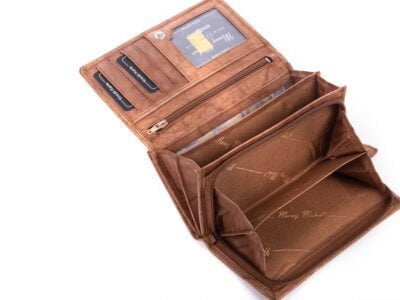 Portfel damski skórzany jasnobrązowy z zabezpieczeniem rfid Money Maker - obrazek 6