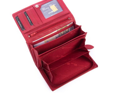 Portfel damski skórzany czerwony z zabezpieczeniem rfid Money Maker - obrazek 6