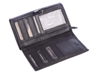 Portfel damski skórzany czarny z zabezpieczeniem rfid Money Maker - obrazek 4