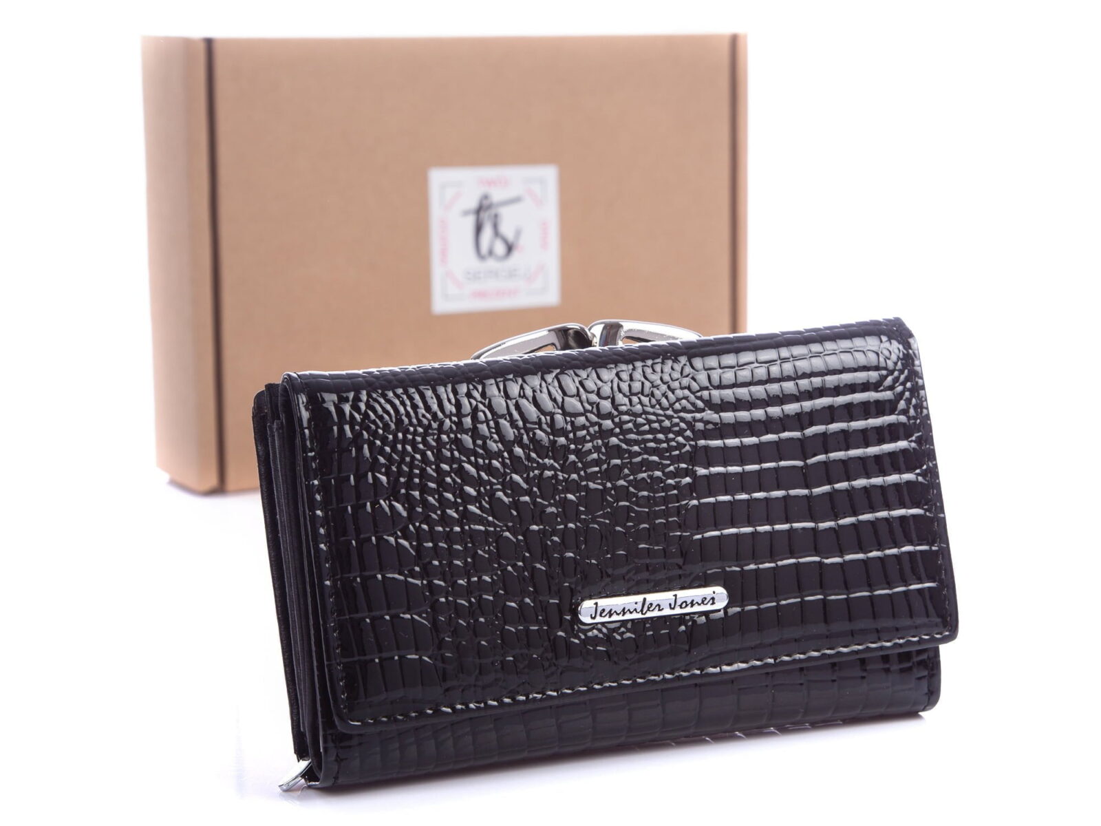 Czarnylakierowany portfel damski Jennifer Jones 5249