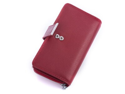 Duży czerwony portfel damski Jennifer Jones skórzany - obrazek 3