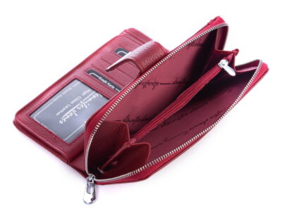 Duży czerwony portfel damski Jennifer Jones skórzany - obrazek 6