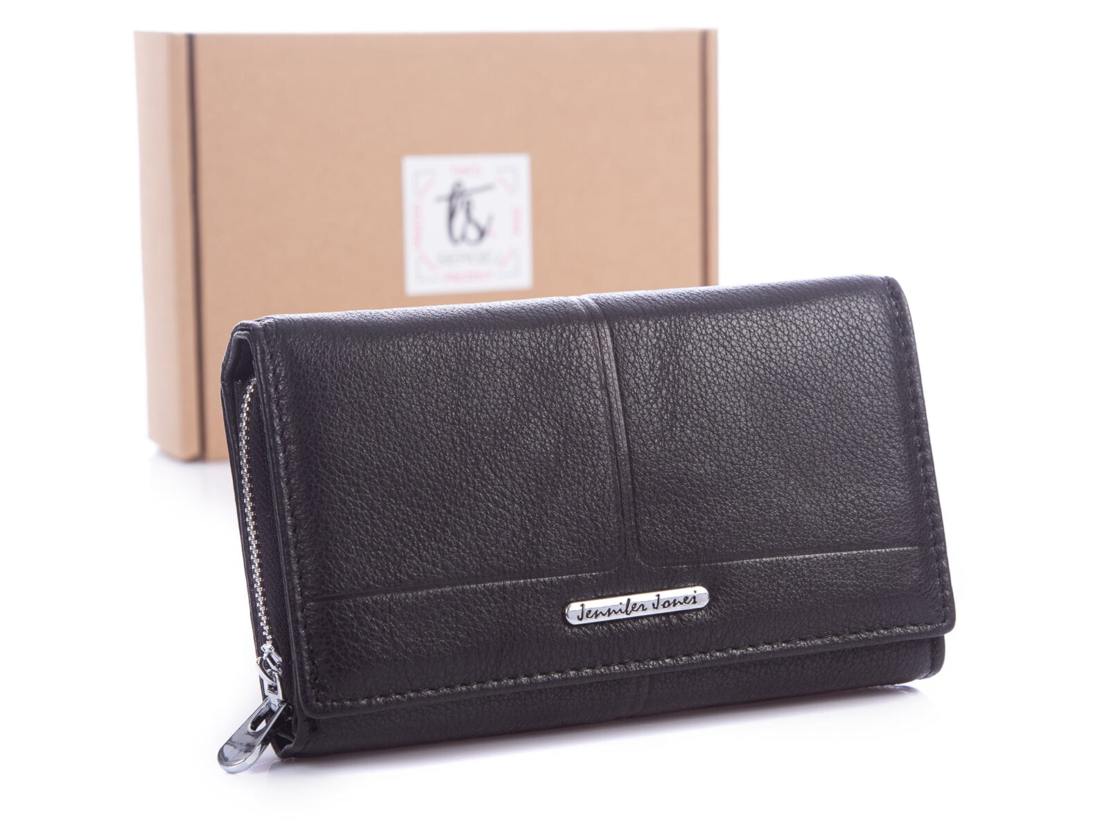 Czarny skórzany portfel Jennifer Jones 5375