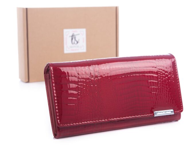 Czerwony lakierowany portfel damski Jennifer Jones 5289