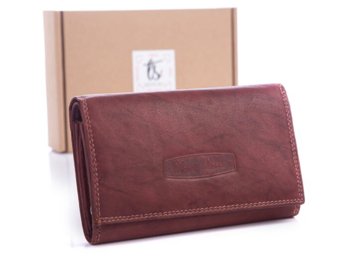 Portfel damski Money Maker ciemny brąz 12135B w pudełku
