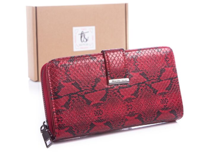 Portfel damski Jennifer Jones 11040 czerwony imitacja skóry węża