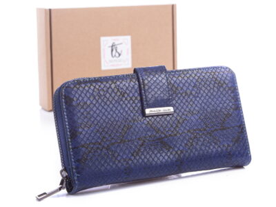 Portfel damski Jennifer Jones 11040 granatowa imitacja skóry węża