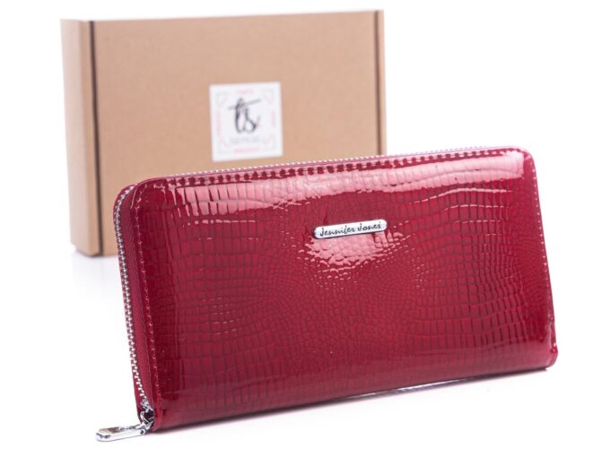 IMG_9781 Czerwony lakierowany portfel damski na zamek croco Jennifer Jones 5247