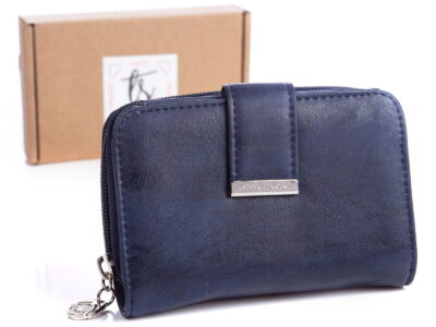Granatowy portfel damski Jennfier Jones 1104 w pudełku