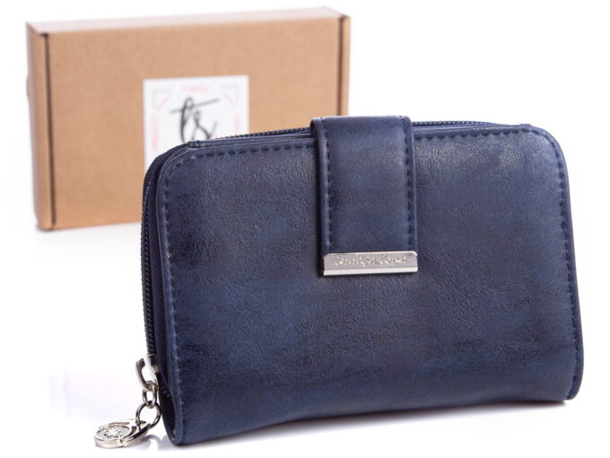 Granatowy portfel damski Jennfier Jones 1104 w pudełku