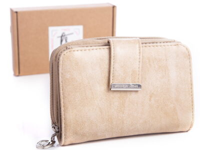Średni portfel damski ecru Jennifer Jones 1104 w pudełku firmowym