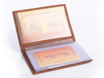 Skórzane beżowe etui na dokumenty i dowód rejestracyjny Money Maker - obrazek 3