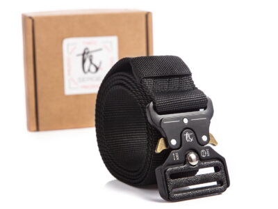 Czarny wojskowy pas męski do spodni parciany SERGEJ SRP-01