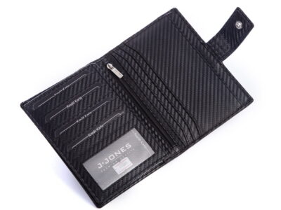 Duże etui męskie na karty i dokumenty czarny Carbon RFID J Jones - obrazek 8
