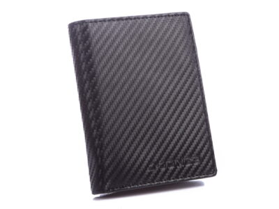 Pionowy portfel męski czarny carbon skórzany trifold RFID J Jones - obrazek 2