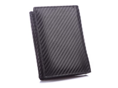 Pionowy portfel męski czarny carbon skórzany trifold RFID J Jones - obrazek 3