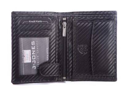Pionowy portfel męski czarny carbon skórzany trifold RFID J Jones - obrazek 4