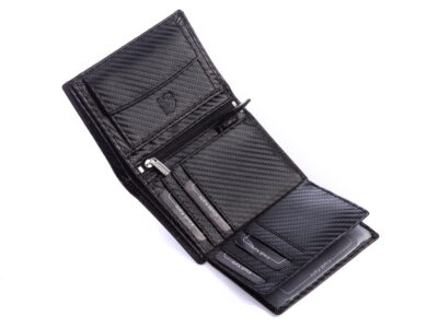 Pionowy portfel męski czarny carbon skórzany trifold RFID J Jones - obrazek 9