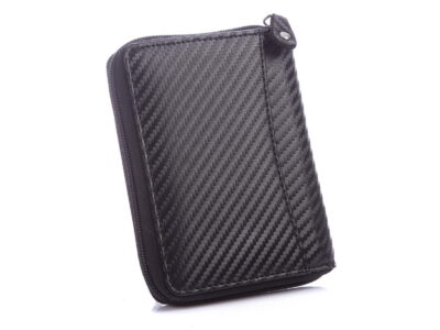 Pionowy portfel męski czarny carbon zapinany na zamek RFID J Jones - obrazek 3