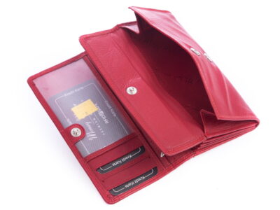 Skórzany portfel damski czerwony Money Maker RFID - obrazek 3