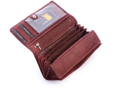 Skórzany portfel damski ciemnobrązowy Money Maker RFID - obrazek 3