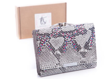 Srebrno różowy portfel damski błyszczący jennifer Jones 5243