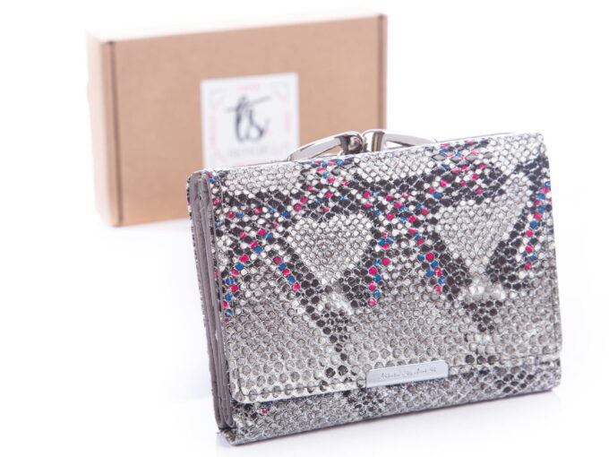 Srebrno różowy portfel damski błyszczący jennifer Jones 5243