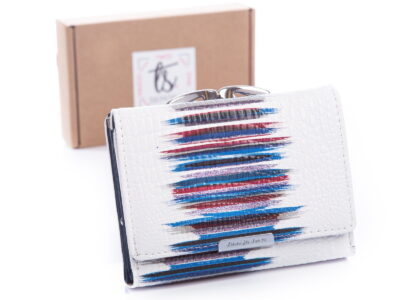 Portfel damski biało niebieski na bigiel Jennifer Jones 5243 z pudełkiem