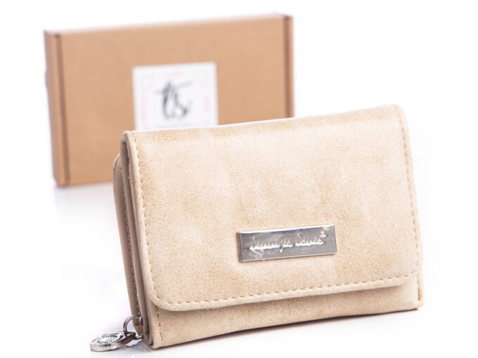 Mały portfel damski ecru Jennifer Jones 1107 z pudełkiem