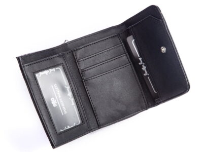 Mały portfel damski ze skóry ekologicznej czarny Jennifer Jones - obrazek 4