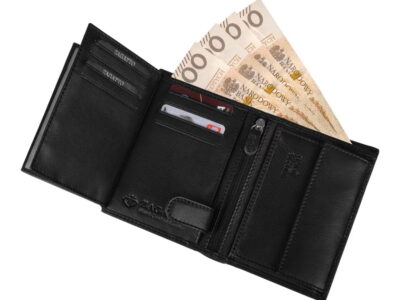 Skórzany portfel męski pionowy RFID ZAGATTO czarny - obrazek 5