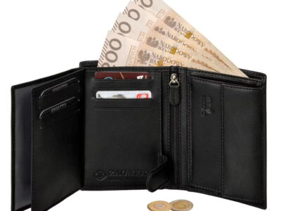 Skórzany portfel męski pionowy RFID ZAGATTO czarny - obrazek 6